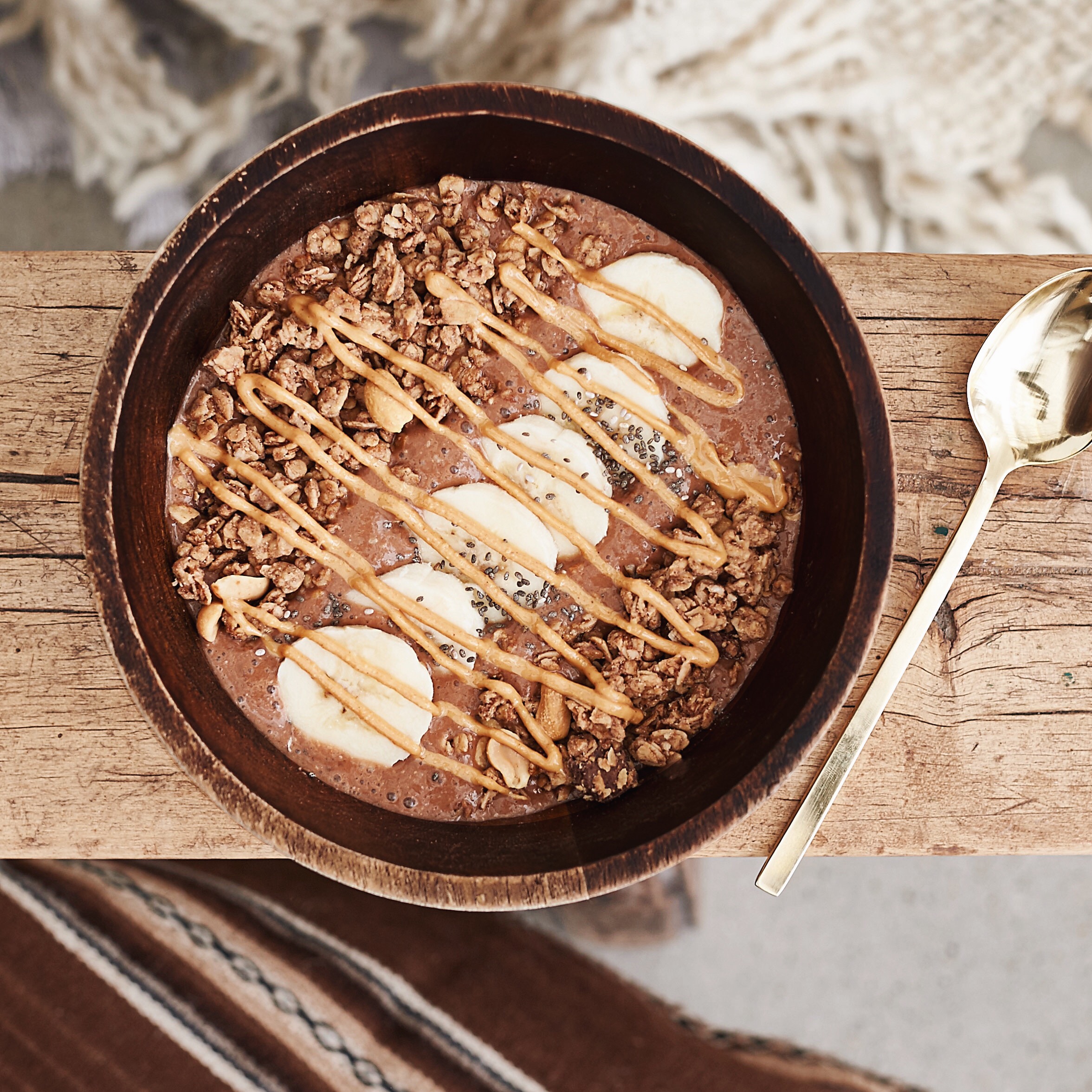 Chocolate Banana Peanut Butter Smoothie Bowl Recipe