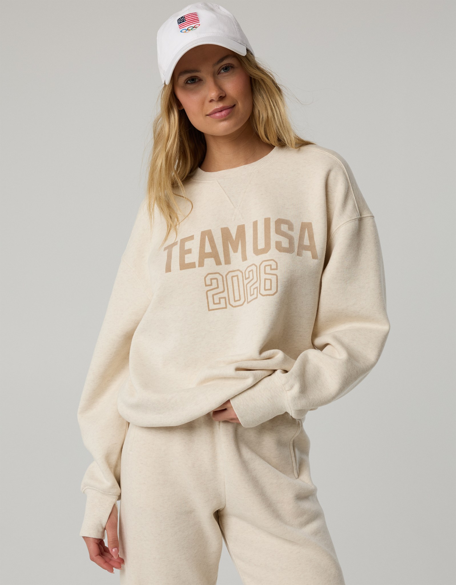 Woman in Team USA gear from OFFLINE by Aerie.