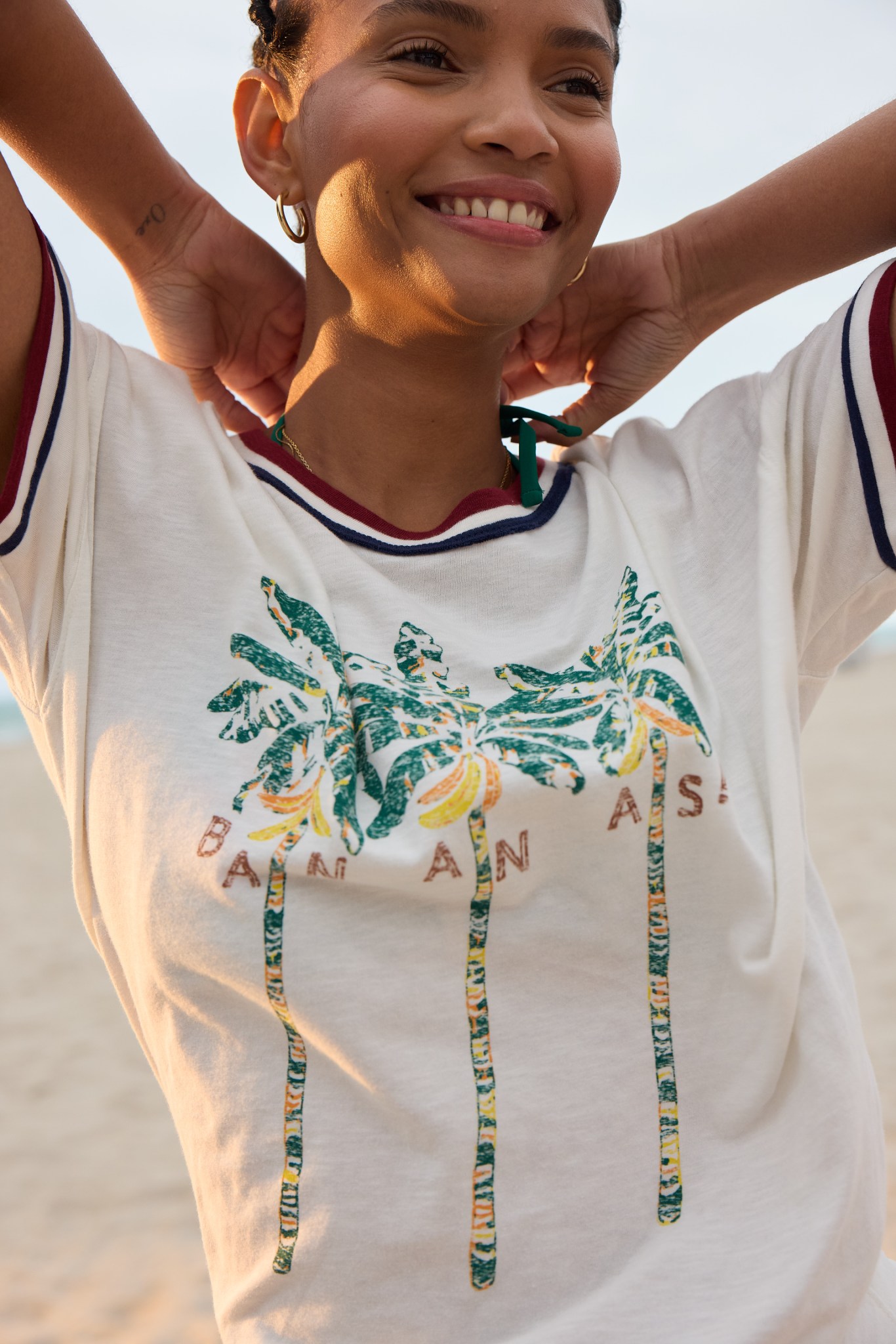 Woman in casual T shirt.